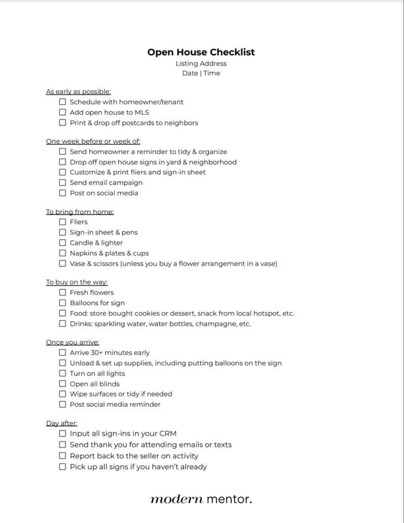 Open House Checklist